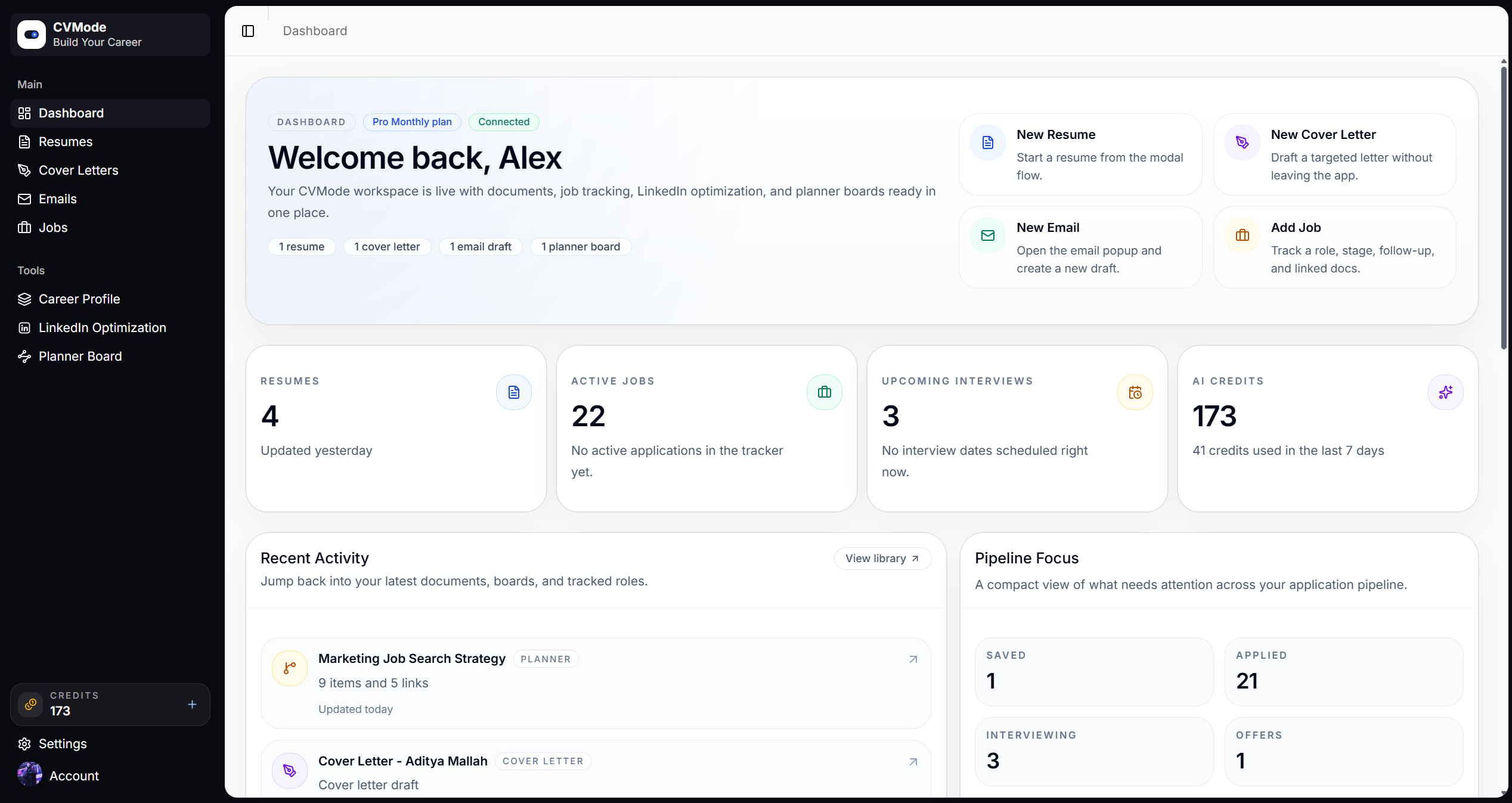 CVMode workspace preview